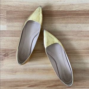 Jcrew gold metallic leather ballet flats